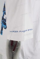 White Oversize Blue Digital Print  T shirt Men