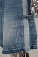Blue baggy laser boot cut jeans