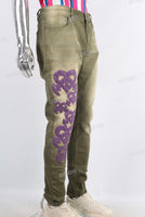 Green patchwork skinny jeans
