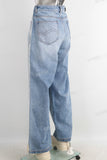 Blue wide leg patchwork jeans