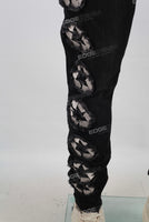 Black patchwork skinny jeans men