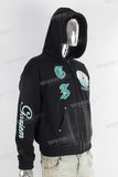 Black embroidered hooded jacket
