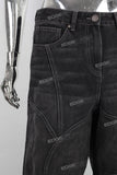 Black baggy wide leg jeans men