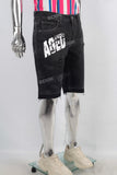 Black digital print laser boot cut short