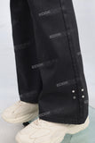 Black wax flare denim jeans