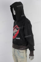 Black distressed sun faded hoodie