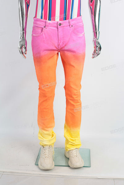 Men Tie-Dye Rainbow stack Jeans