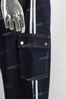 Blue cargo baggy patchwork jeans women