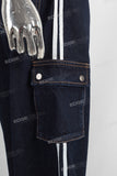 Blue cargo baggy patchwork jeans women