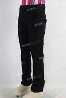 Black embroidered patchwork slim fit jeans
