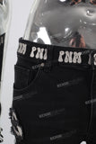 Black patchwork skinny jeans men