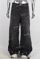 Black baggy wide leg jeans men