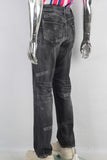 Black waxed acid washed straight jeans