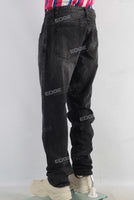 Black acid washed straight jeans
