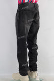 Black acid washed straight jeans