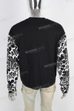 Black patchwork screen printing long shirt