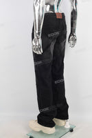 Black patchwork straight jeans men
