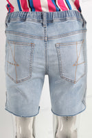 Blue paint splatters patchwork short
