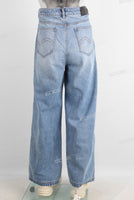 Blue wide leg patchwork jeans