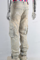 Patchwork cargo embroidered jeans