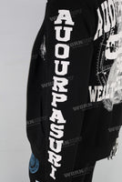 Black digital print hooded jacket and pants