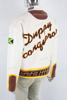 White leather patchwork jacket