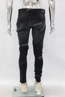 Black Skinny Patchwork Distress Jeans Men