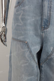 laser print baggy carpenter blue men jeans