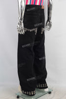 Black rhinestone rivet baggy jeans