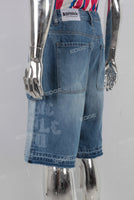 Blue baggy laser boot cut jeans