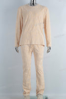 Yellow embossed velvet long shirt and pants set