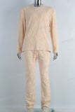 Yellow embossed velvet long shirt and pants set