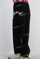 Black straight embroidered jeans