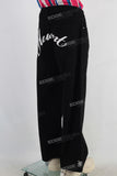 Black straight embroidered jeans