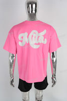 pink oversize digital print heavyweight T shirt men
