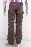Coffee patchwork flare boot cut jeans