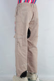 Coffee patchwork cargo straight jeans
