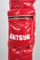 Red puffer cotton cargo pants