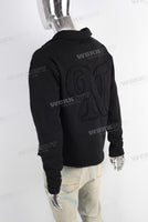Black patchwork raw hem sweatshirt