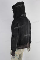 Black distressed sun faded hoodie