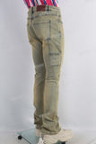 Green acid washed skinny jeans