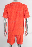 Orange oversize 3d jacquard t shirt and shorts set