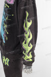 Acid washed digital print hoodie and pants set