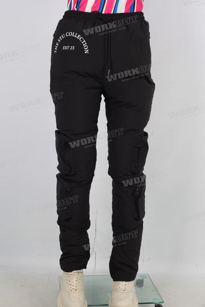 Puffer cotton black polyester pants men
