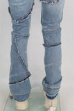 Tie-Dye Stitched Damaged Blue Jeans men