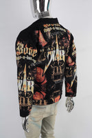 Black digital print jacket