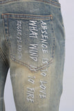 Acid washed damaged embroidered skinny jeans