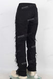 Black distressed carpenter double knee jeans