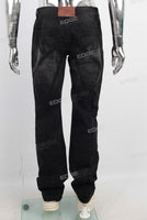 Black patchwork straight jeans men