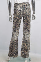 Leopard digital print straight jeans women